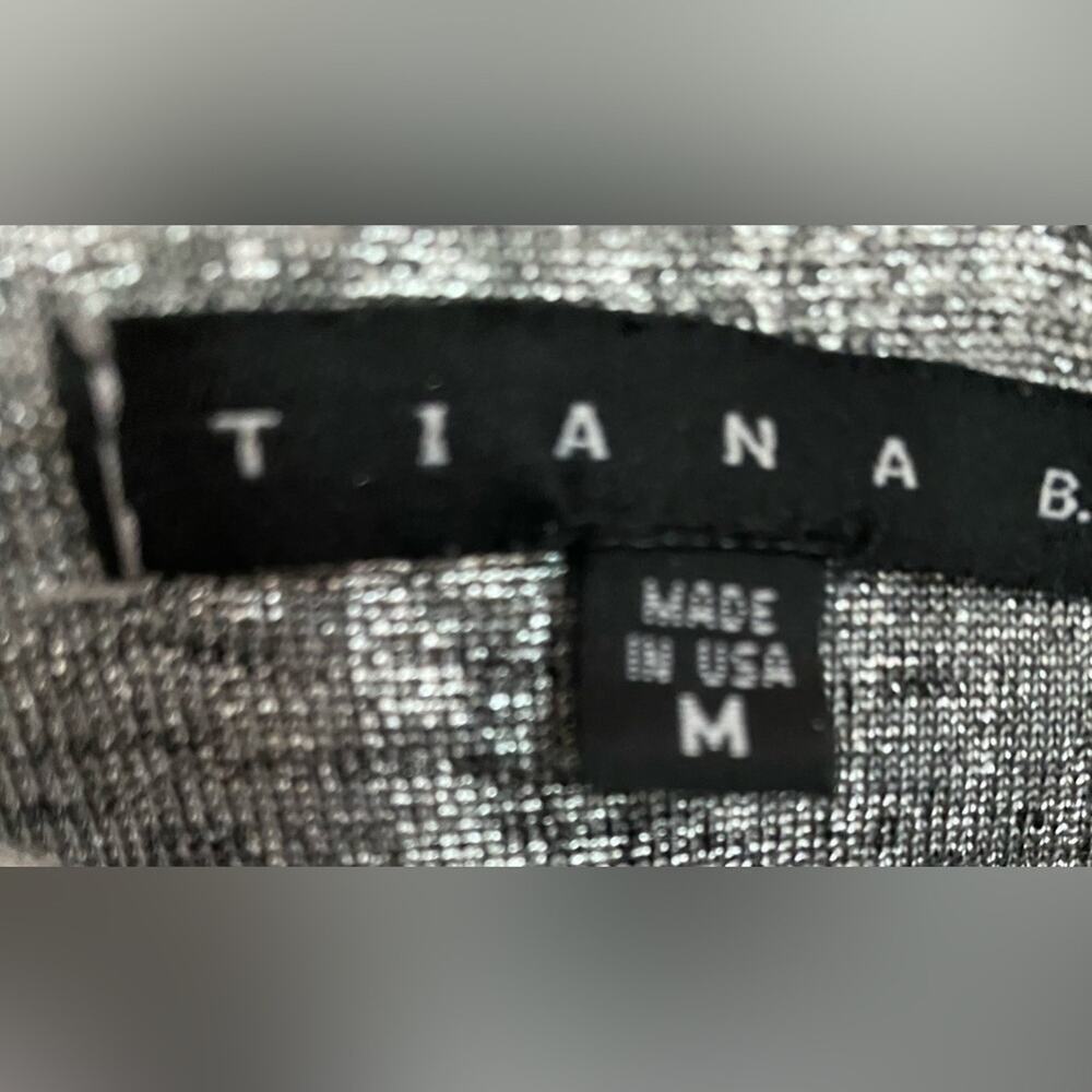 Party top blouse top square neck cold shoulder pointed hem front silver M - Picture 5 of 8